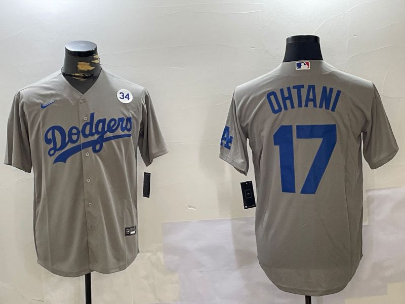 Men Los Angeles Dodgers 17 Ohtani Grey Game 2024 Nike MLB Jersey style 11202